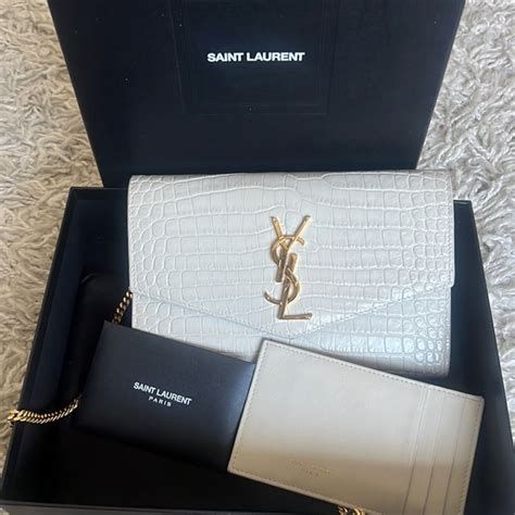 ysl uptown chain wallet blanc vintage